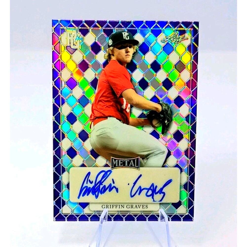 2022 Leaf Perfect Game Nat Showcase - Metal Auto Griffin Graves REFRACTOR